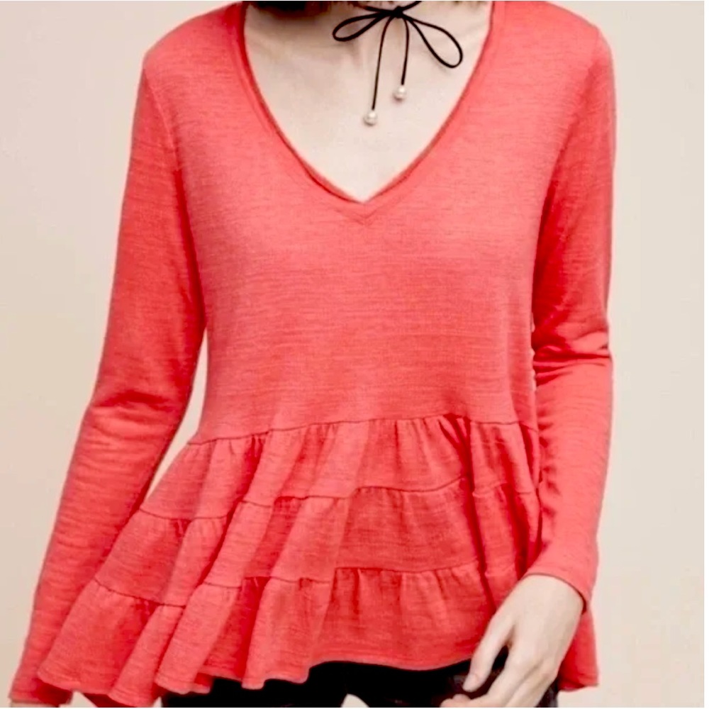 Anthropologie Deletta Thea Tiered Ruffle Shirt Size S